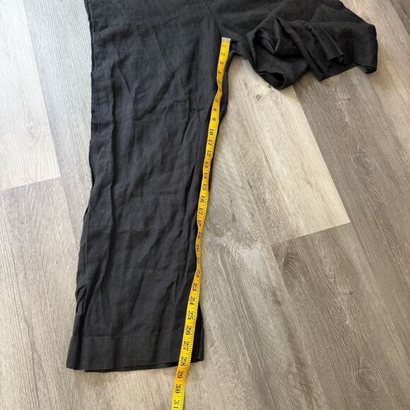 H&M Pull On Linen Pants Black Large Minimalist Classic Comfy - Picture 10 of 12